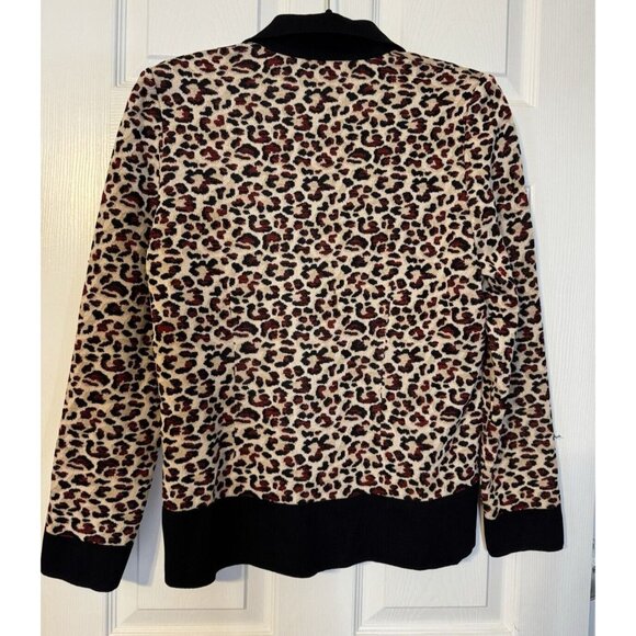 Misook Jacket Cardigan Animal Print Black Red Brown M Medium Stretch Career - Picture 8 of 10